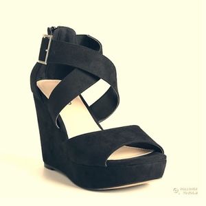 Torrid Black Velvet Platform Wedges